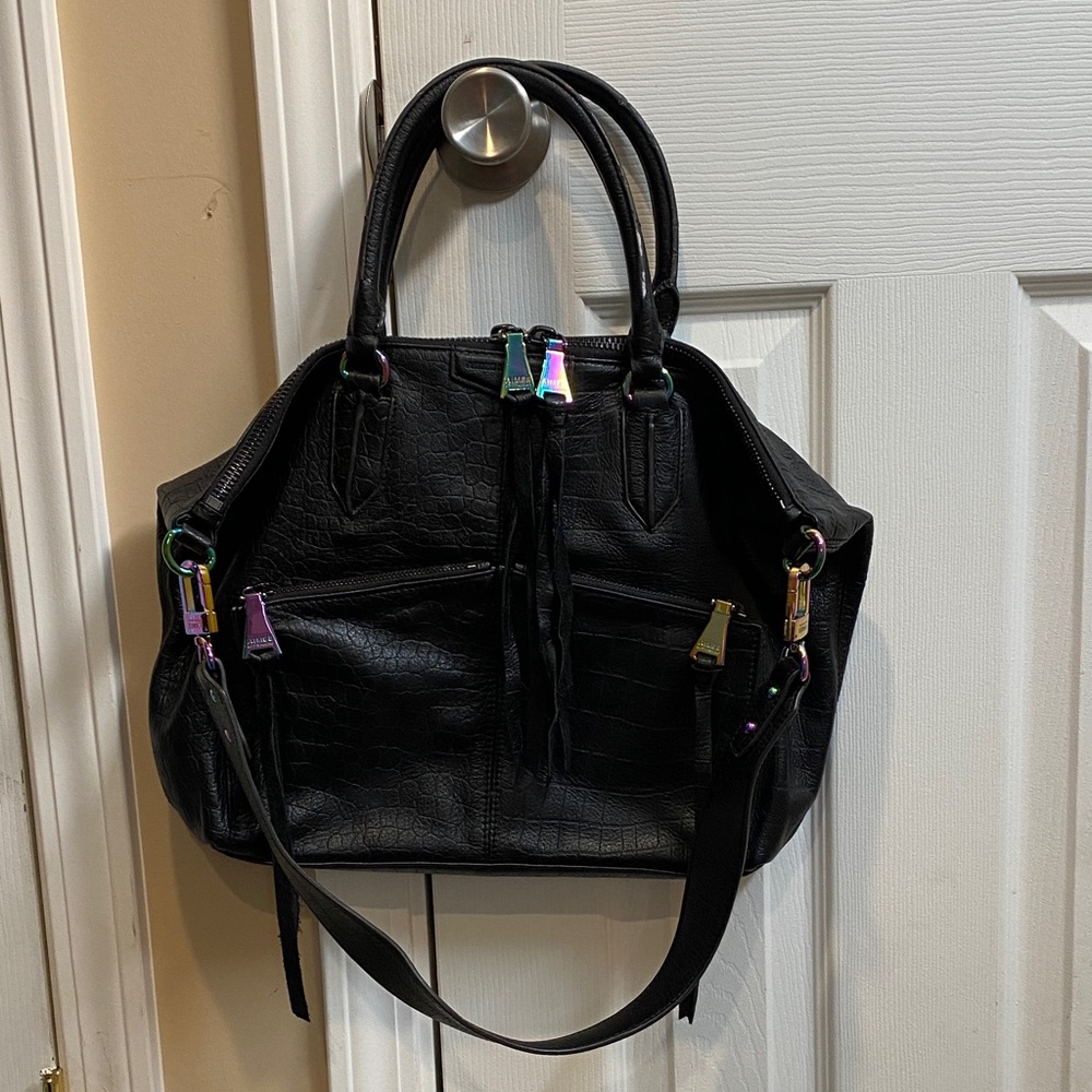 Aimee Kestenberg Black Croco Leather w/ Mutli Color Hardware